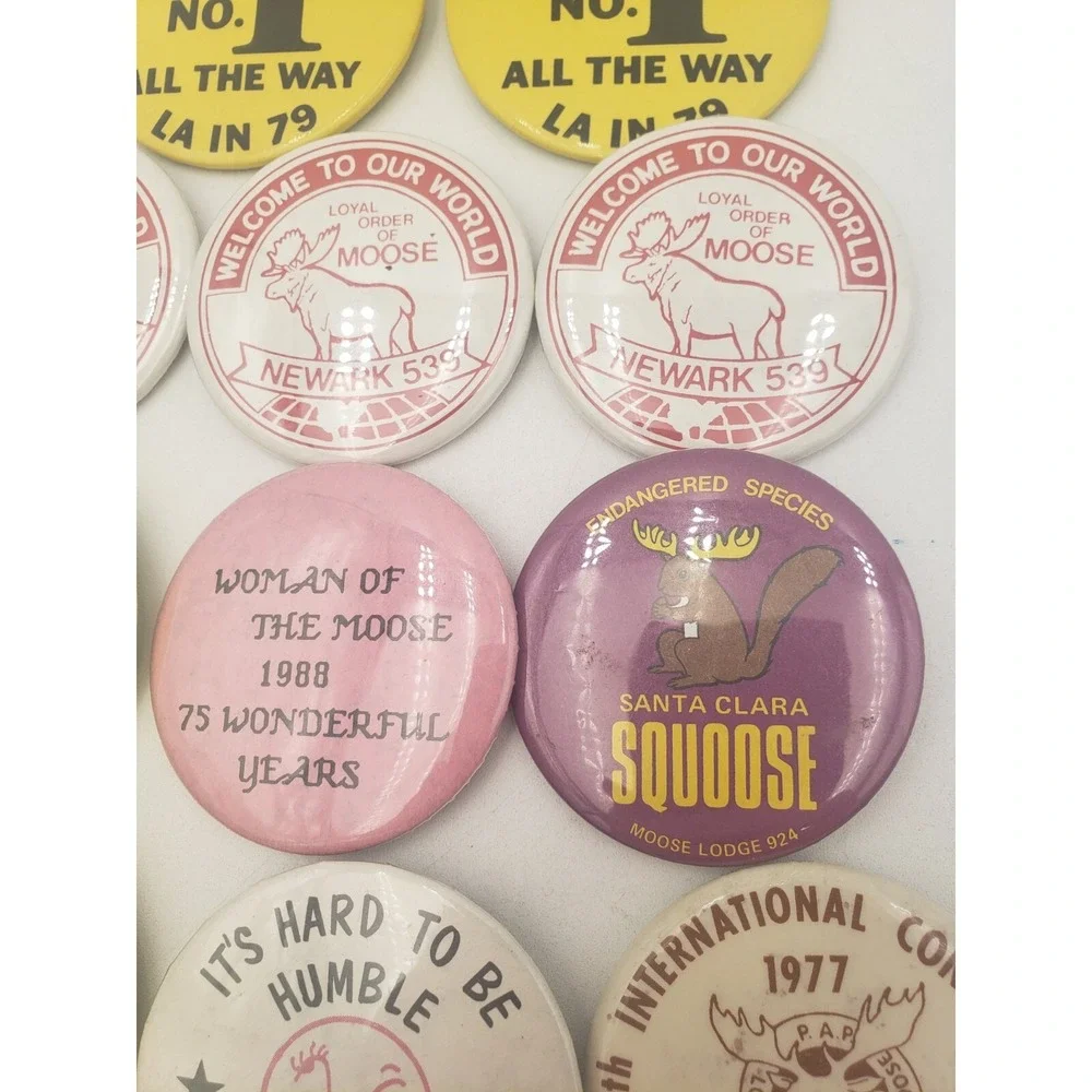 Vintage Moose Lodge Pinback Buttons 1970s-80s Lot Of 12‎ California NJ Florida